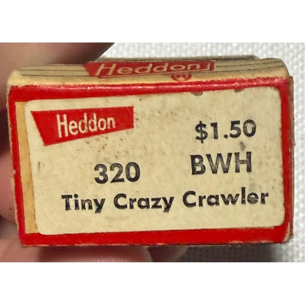 VTG Heddon Tiny Crazy Crawler 320 BWH Fishing Lure with Original Box Black White